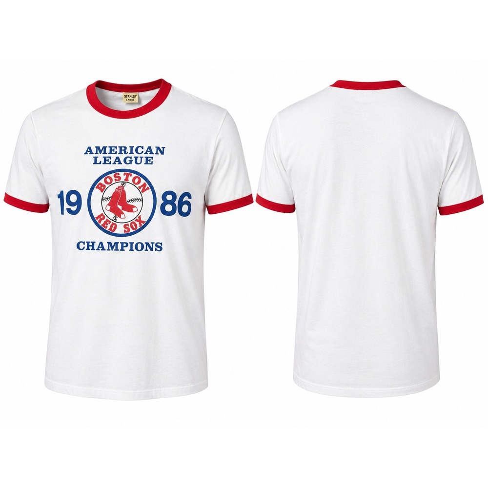 Vintage 1986 Boston Red Sox American League Ringer T-Shirt‎ Screen Stars